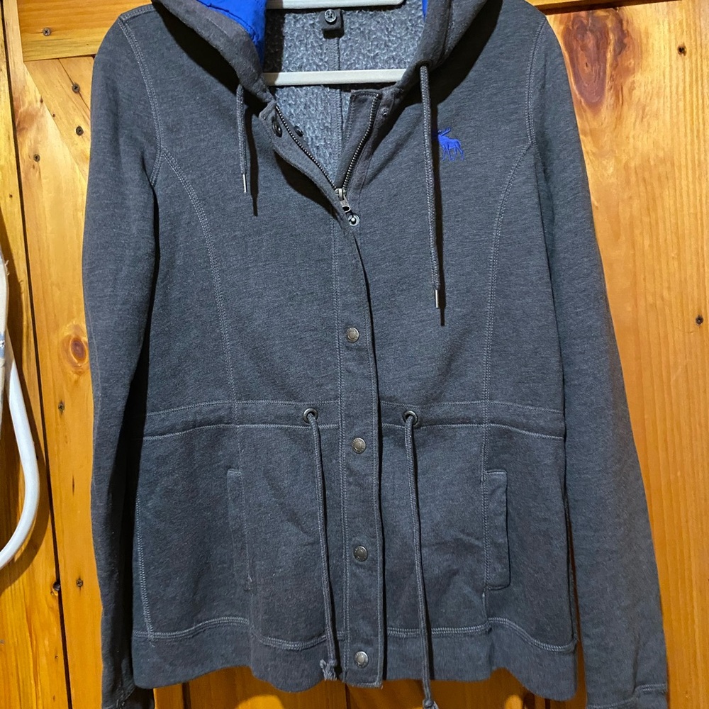 Abercrombie & Fitch Gray Utility Jacket with Hood